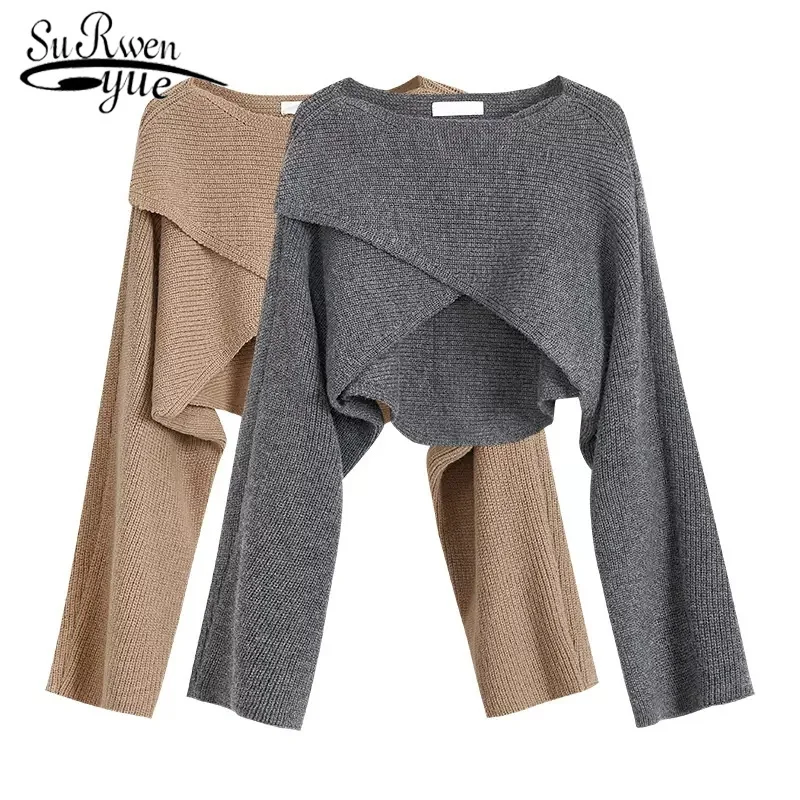 Short Women's Pullovers Sweaters Autumn Winter 2022 Streetwear Knitted Sweater Long Sleeve Cross Irregular Solid Y2K Tops 22933
Short Women's Pullovers Sweaters Autumn Winter 2022 Streetwear Knitted Sweater Long Sleeve Cross Irregular Solid Y2K Tops 22933