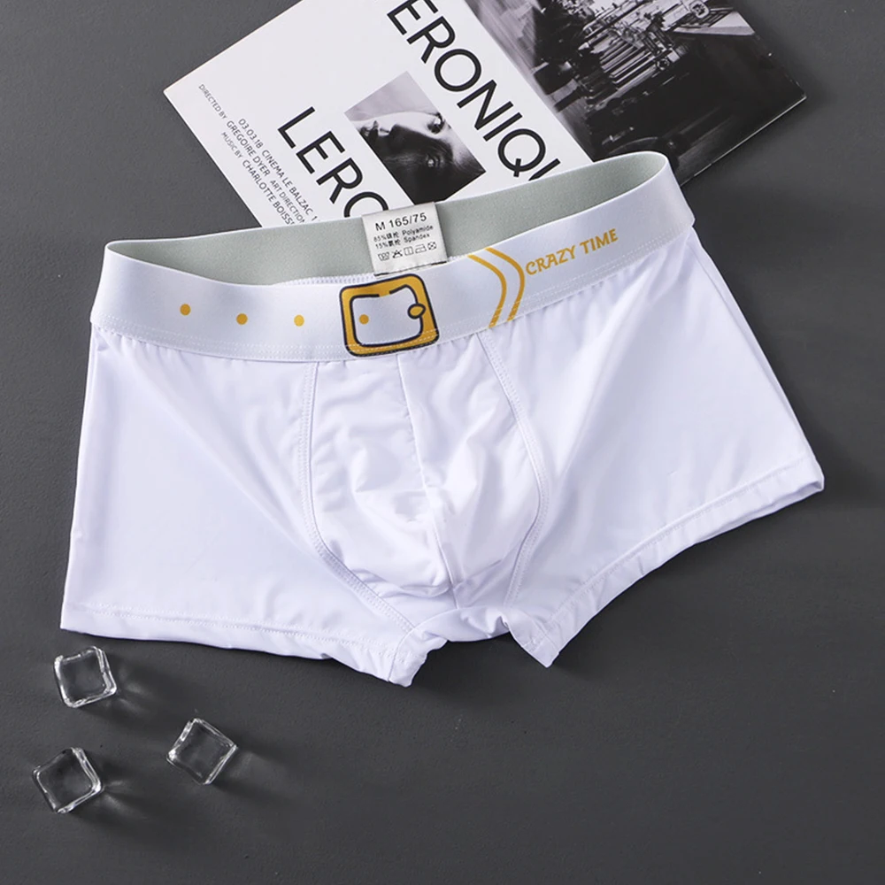 

Men's Breathable Comfy-Ice-Silk Boxer Briefs Shorts Bulge Underpants Gay Men Underwear Shorts U Convex Pouch Boxershorts Male