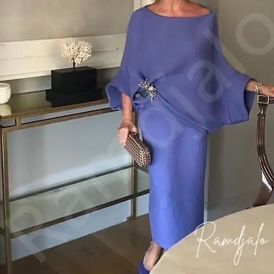 Stylish Periwinkle Blue Mother of the Bride Dresses for Weddings Outfit Featuring Cape-Like Top Cape Sleeve Brooch Pencil Skirt
Stylish Periwinkle Blue Mother of the Bride Dresses for Weddings Outfit Featuring Cape-Like Top Cape Sleeve Brooch Pencil Skirt