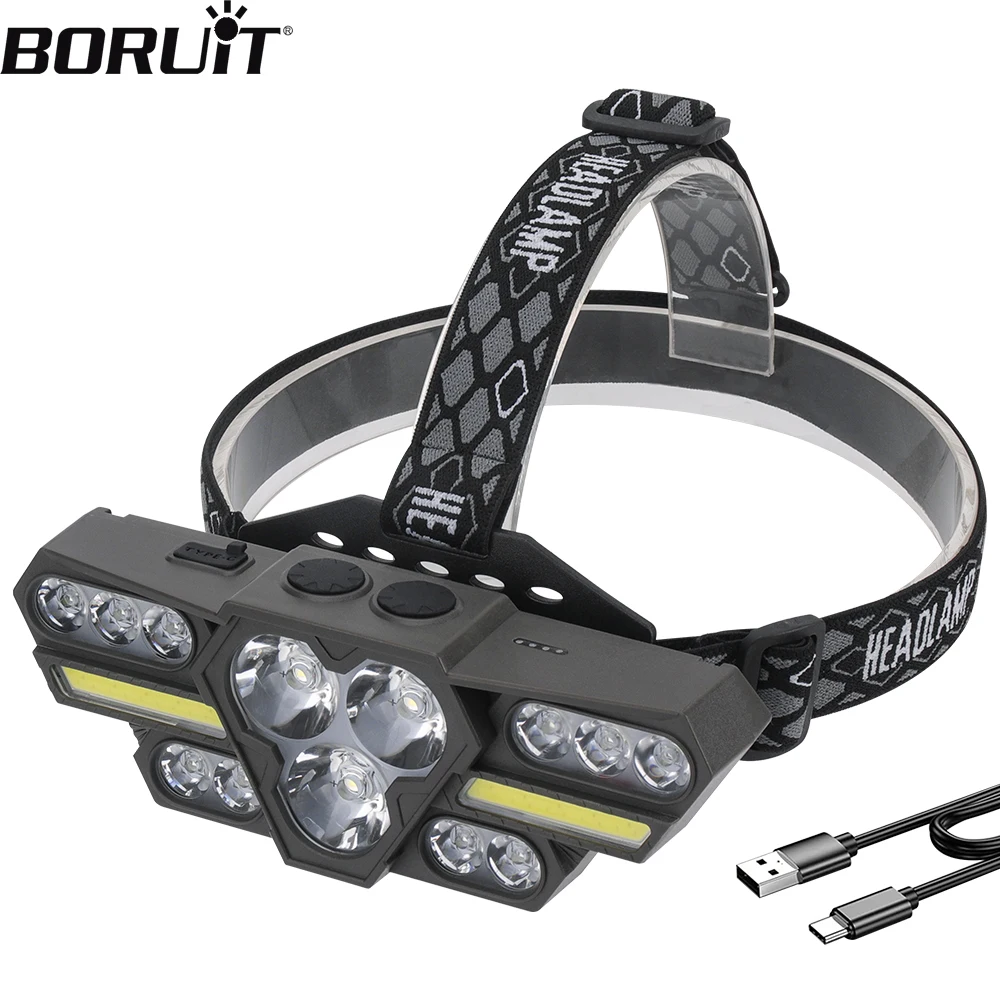 BORUiT BR15 LED Headlamp 2000LM USB Rechargeable Work Light With Built-in 18650 Battery Fishing Camping Lantern Emergency Use
BORUiT BR15 LED Headlamp 2000LM USB Rechargeable Work Light With Built-in 18650 Battery Fishing Camping Lantern Emergency Use