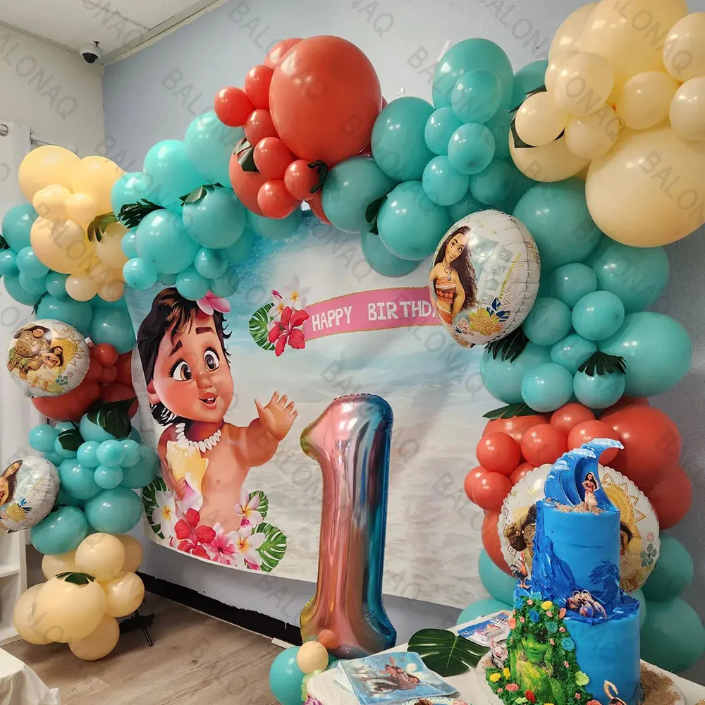 

1set Disney Moana Balloons Garland Arch Kit Wild 1 Birthday Latex Foil Balloons Baby Shower Party Decors Globos Supplies Gifts