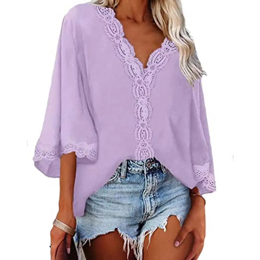 Women Shirt Trendy Lace Trim Thin Casual Shirt Temperament Sweat Absorbing Summer Shirt
Women Shirt Trendy Lace Trim Thin Casual Shirt Temperament Sweat Absorbing Summer Shirt