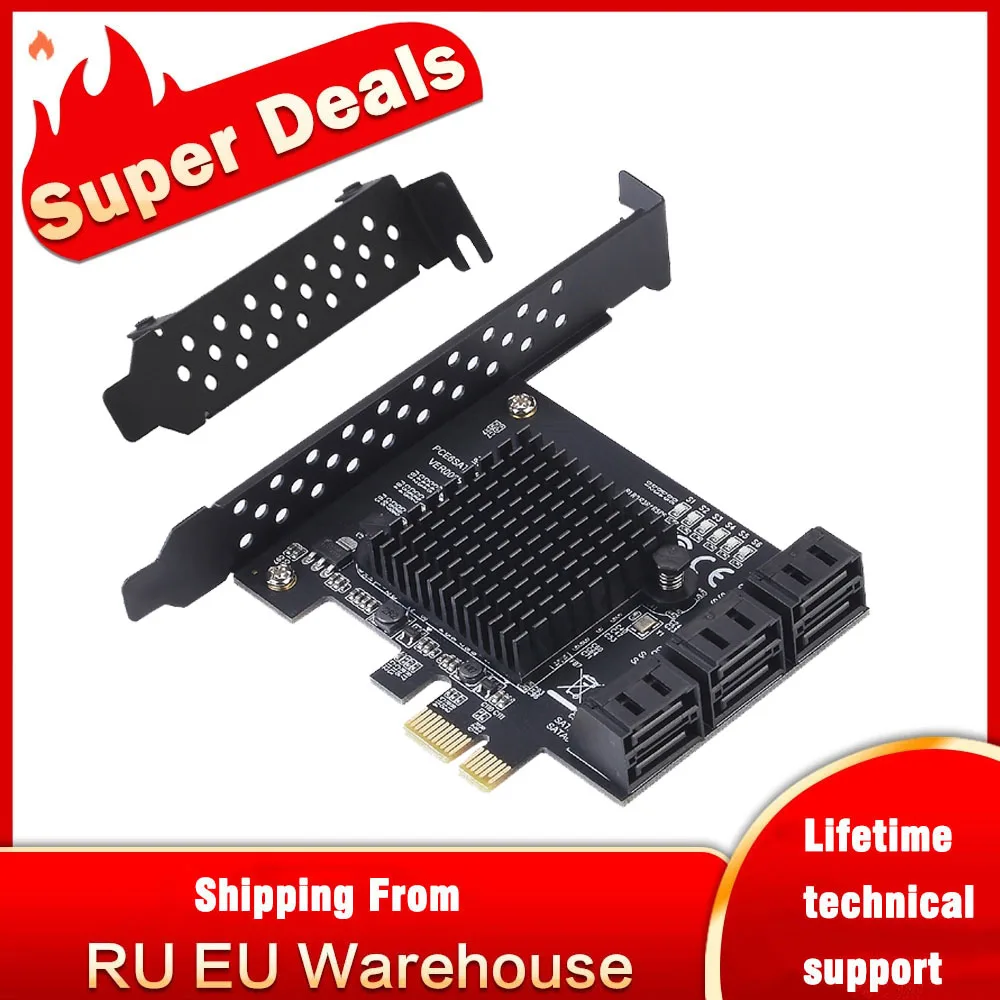 Плата расширения PCI Express на 6 портов, PCI-E SATA контроллер, PCI-E на SATA, 6 Гб адаптер с радиатором для HDD SSD
Плата расширения PCI Express на 6 портов, PCI-E SATA контроллер, PCI-E на SATA, 6 Гб адаптер с радиатором для HDD SSD