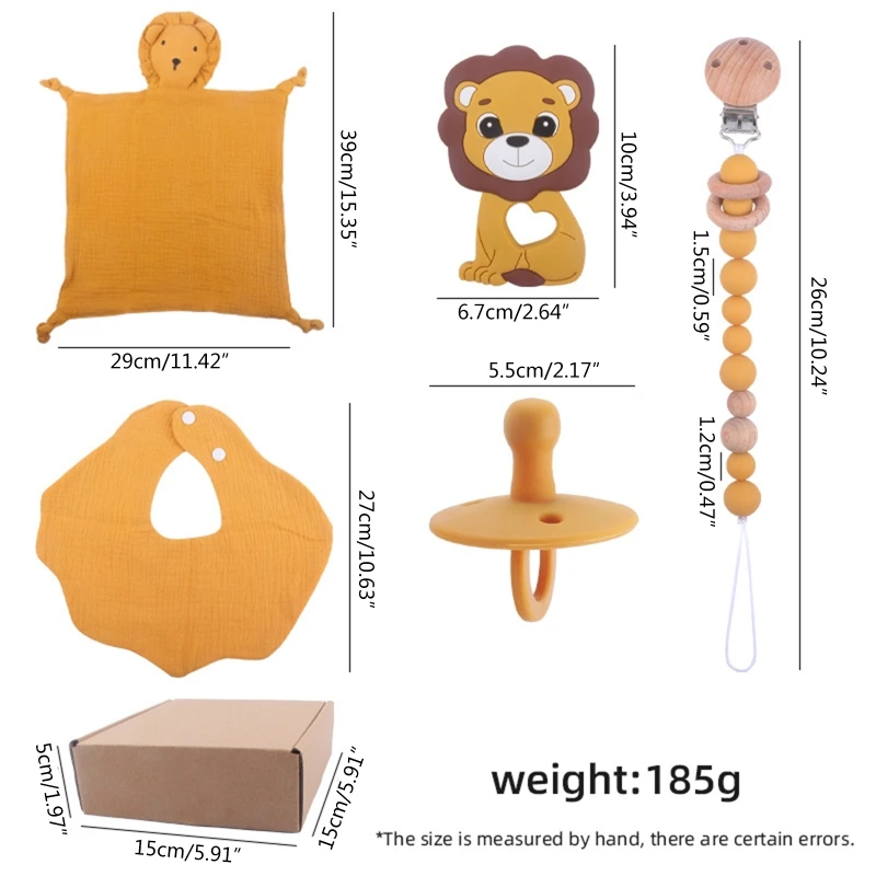 Newborn Gift Box Set Cartoon Lion Baby Pacifier Pacifier Chain Appease Towel Bib Kit for Infant Baby Boys Girls Baby Shower Gift
Newborn Gift Box Set Cartoon Lion Baby Pacifier Pacifier Chain Appease Towel Bib Kit for Infant Baby Boys Girls Baby Shower Gift