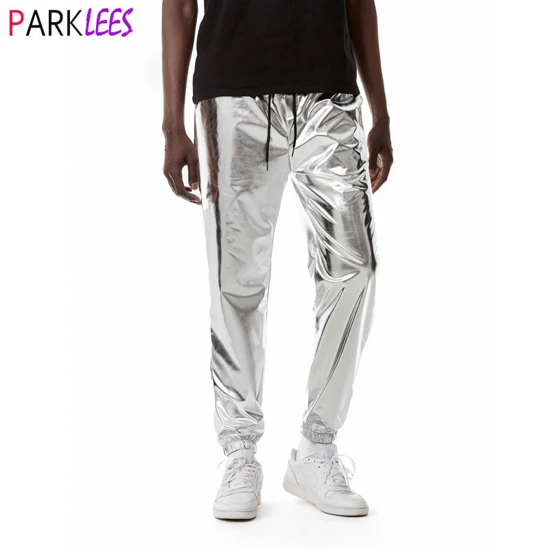 Mens Shiny Silver Metallic Jogger Sweatpants Hip Hop Wet Look Trousers Men Club Party Festival Prom Streetwear Pantalones Hombre
Mens Shiny Silver Metallic Jogger Sweatpants Hip Hop Wet Look Trousers Men Club Party Festival Prom Streetwear Pantalones Hombre