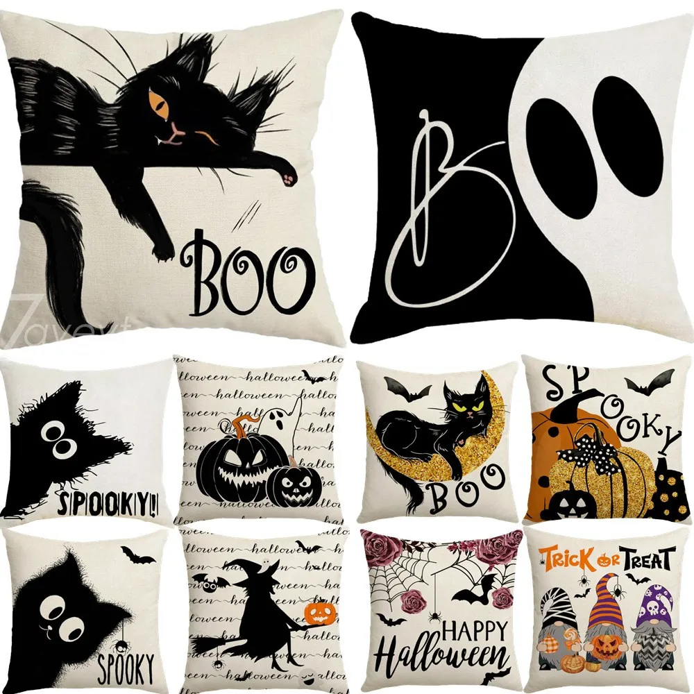 Озорная черная кошка Boo призраки, льняная наволочка для подушки, декоративная подушка для Хэллоуина, искусственная летучая мышь
Озорная черная кошка Boo призраки, льняная наволочка для подушки, декоративная подушка для Хэллоуина, искусственная летучая мышь