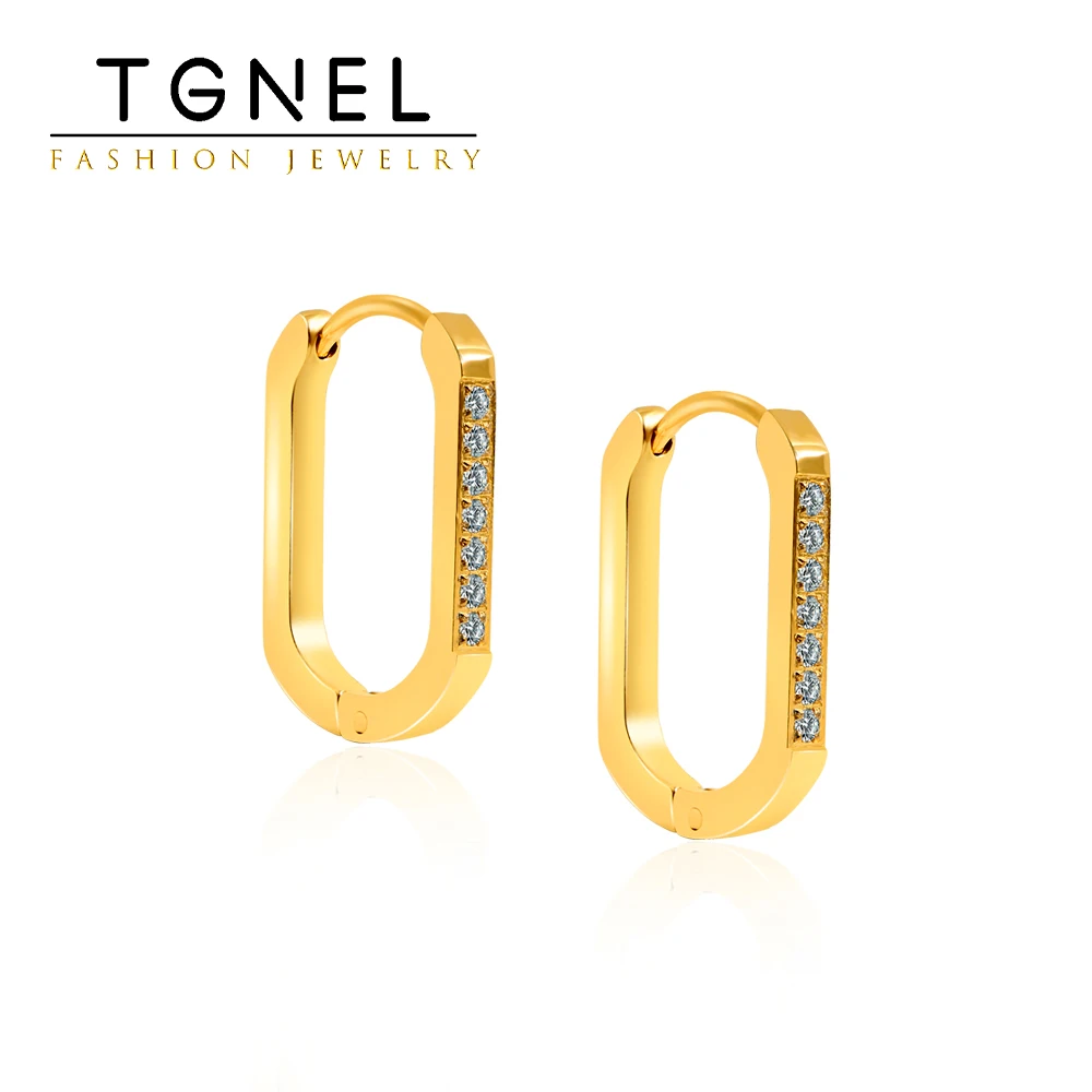TGNEL Classic U Style Stainless Steel Earrings For Women Gold Color Circle Electroplating Inlay Cubic Zirconia Pierced Ears
TGNEL Classic U Style Stainless Steel Earrings For Women Gold Color Circle Electroplating Inlay Cubic Zirconia Pierced Ears
