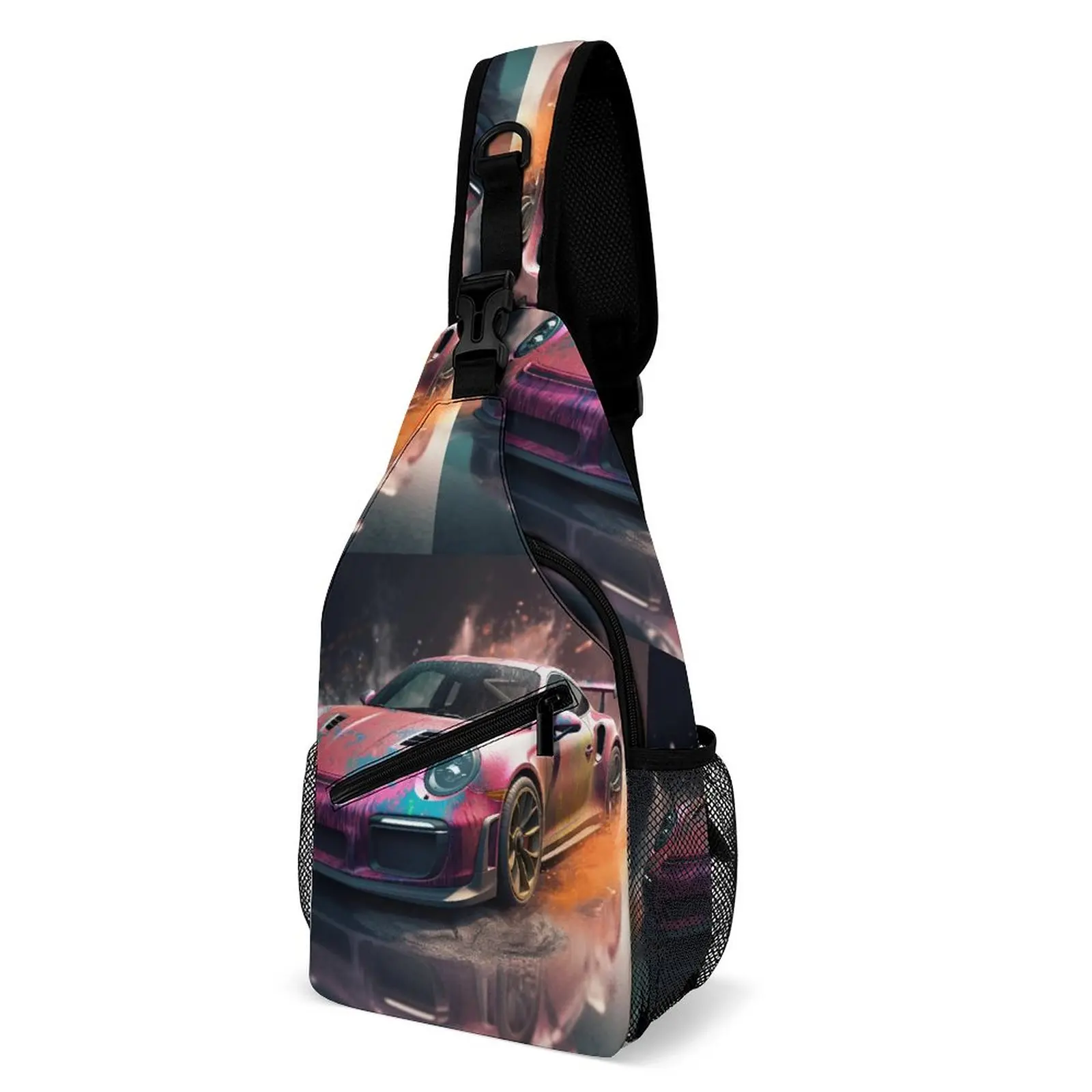 

Classic Sports Car Shoulder Bags Liquid Splash Explosion Chest Bag University Motorcycle Sling Bag Outdoor Graphic Small Bags
