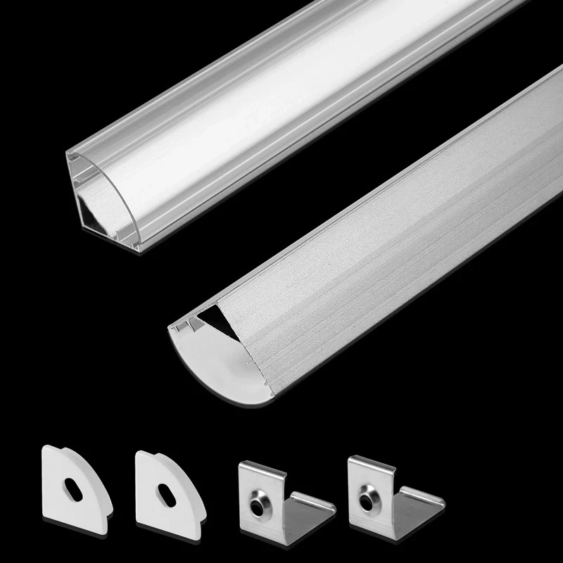 

2-30pcs/lot 0.5m/pcs 45 degree angle aluminum profile for 5050 3528 5630 LED strips Milky white/transparent cover strip channel