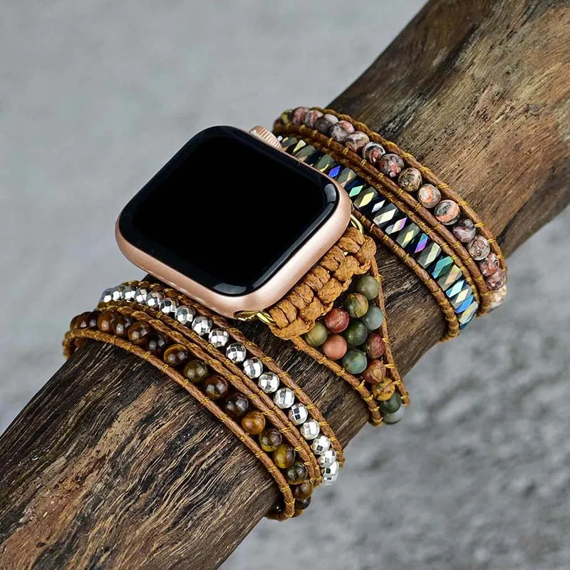 Natural Stone Strap for Apple Watch Band 7 6 5 4 SE 38mm 40mm 41mm 42mm 44mm 45mm Beads Boho 3X Wrap Rope Wrist Band Bracelet
Natural Stone Strap for Apple Watch Band 7 6 5 4 SE 38mm 40mm 41mm 42mm 44mm 45mm Beads Boho 3X Wrap Rope Wrist Band Bracelet
