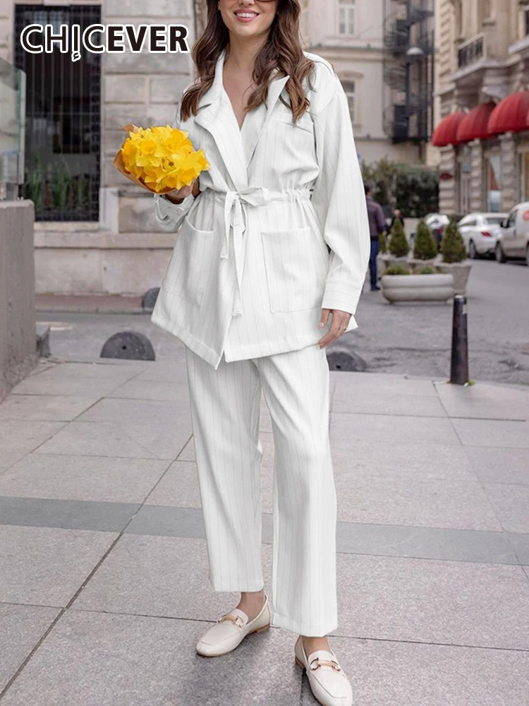 CHICEVER полосатый комплект из двух предметов для женщин, с отворотом, с длинным рукавом, со шнуровкой, топ с высокой талией, свободные брюки, повседневный Женский комплект
CHICEVER полосатый комплект из двух предметов для женщин, с отворотом, с длинным рукавом, со шнуровкой, топ с высокой талией, свободные брюки, повседневный Женский комплект