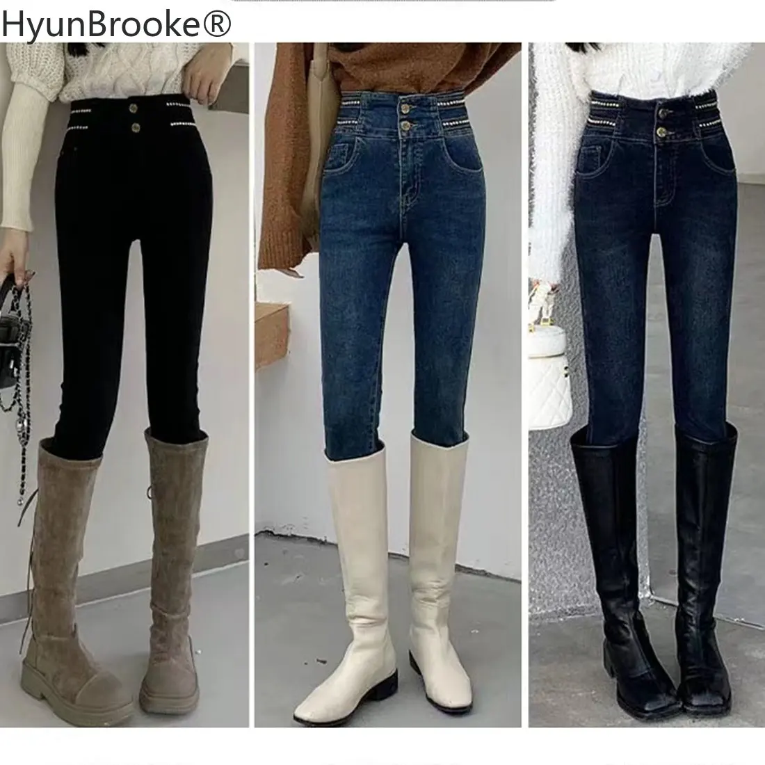 Plush Thickened High Waist Slim Feet Jeans Women's Autumn and Winter New Design Tight Elastic Pencil Pants
Plush Thickened High Waist Slim Feet Jeans Women's Autumn and Winter New Design Tight Elastic Pencil Pants