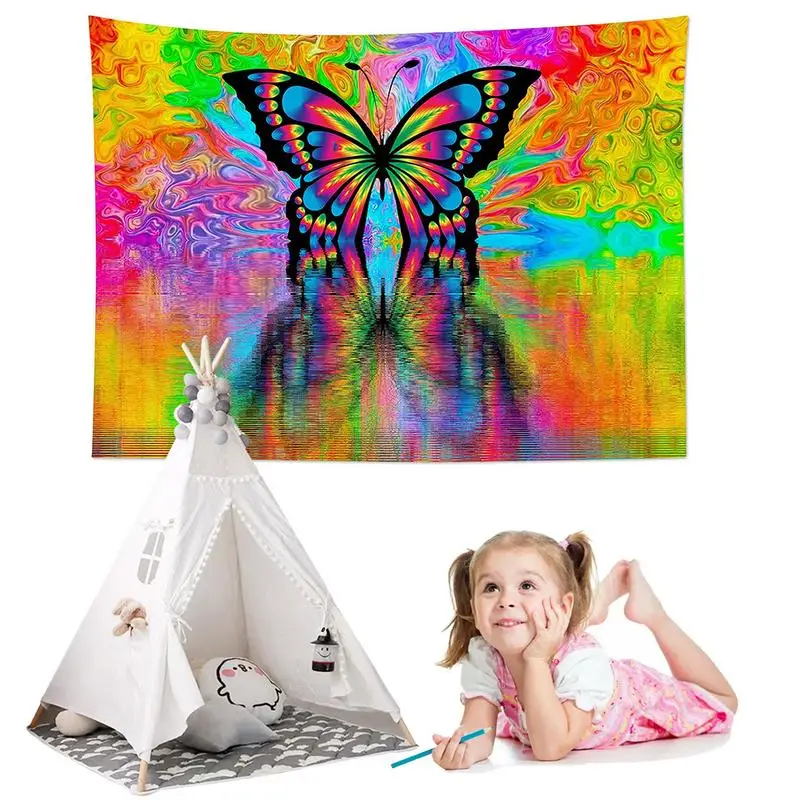 

Tapestry Butterfly Aesthetic 3D Psychedelic Butterfly Tapestry Wall Hanging 3D Fantasy Hippie Trippy Tapestry Wall Art For