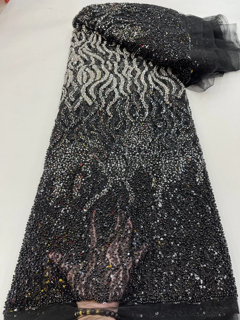 French Luxury Classic Black Heavy Handmade Bead Tulle Lace 2023 High Quality African Sequin Pearl Fabric For Bride Evening Dress
French Luxury Classic Black Heavy Handmade Bead Tulle Lace 2023 High Quality African Sequin Pearl Fabric For Bride Evening Dress