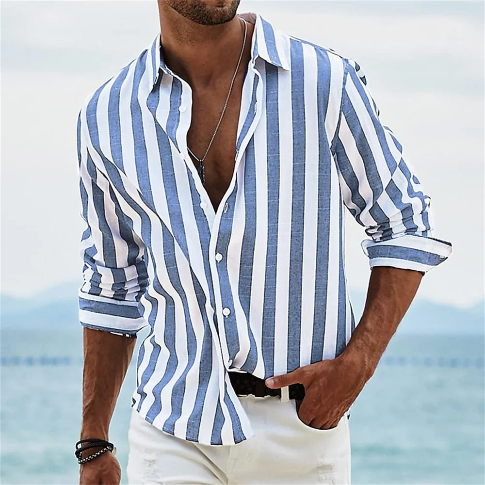 2024 Casual Stripe Long Sleeved Shirts For Men Autumn Simple Fashion Long Sleeved T-Shirt Lapel Shirt Street Men Clothing Tops
2024 Casual Stripe Long Sleeved Shirts For Men Autumn Simple Fashion Long Sleeved T-Shirt Lapel Shirt Street Men Clothing Tops