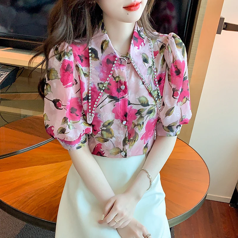 Chiffon Shirt for Women Summer 2023 New Floral Printed Blouses Slim Fit Short Sleeve Casual Top Fashionable Diamond YCMYUNYAN
Chiffon Shirt for Women Summer 2023 New Floral Printed Blouses Slim Fit Short Sleeve Casual Top Fashionable Diamond YCMYUNYAN