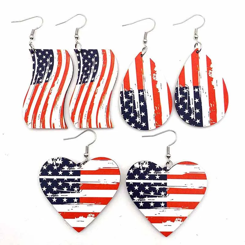 New Heart Independence Day Wooden Earrings American Flag Star Pendant Waterdrops Wooden Earrings For Women
New Heart Independence Day Wooden Earrings American Flag Star Pendant Waterdrops Wooden Earrings For Women