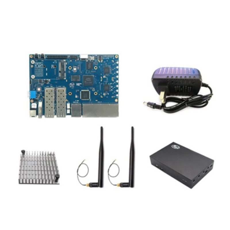 For Banana PI BPI R3+Case+Geat Sink+Antennas+Power MT7986 2G+8G EMMC 2 SFP 2.5Gbe 5Gbe Router Development Board Blue Set EU Plug
For Banana PI BPI R3+Case+Geat Sink+Antennas+Power MT7986 2G+8G EMMC 2 SFP 2.5Gbe 5Gbe Router Development Board Blue Set EU Plug