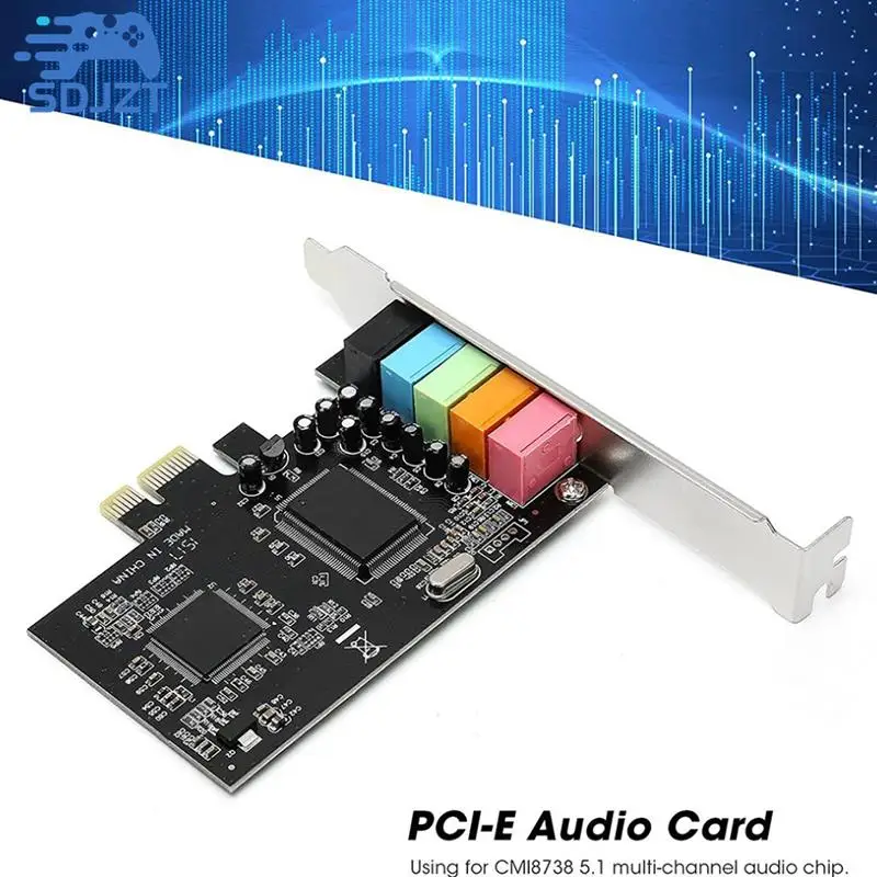 PCI-E 5.1 Sound Card Computer PCIE 5.1 Channel 3D Audio 6 Channels 3D Games Music Digital Sound Card PCI Express 5.1 CH 24Bit
PCI-E 5.1 Sound Card Computer PCIE 5.1 Channel 3D Audio 6 Channels 3D Games Music Digital Sound Card PCI Express 5.1 CH 24Bit
