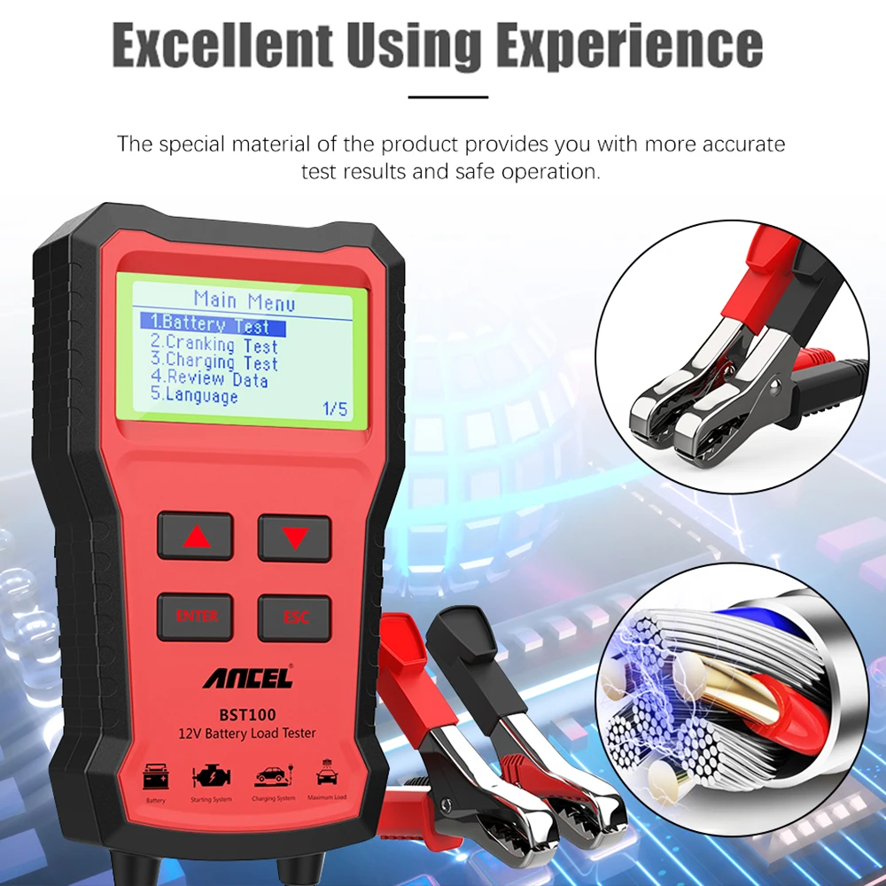 Car Battery Tester Charger 12V Cell100-2000CCA 20Ah Voltage Battery Analyzer Car Quick Cranking Charger Diagnostic Battery Tools
Car Battery Tester Charger 12V Cell100-2000CCA 20Ah Voltage Battery Analyzer Car Quick Cranking Charger Diagnostic Battery Tools