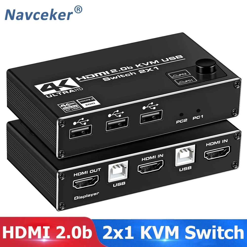 Navceker KVM HDMI Switch 1 Monitor 2 In 1 Out DP KVM Switch 2 Ports 4K 60Hz HDMI KVM Switch Share Printer Keyboard Mouse 1080P
Navceker KVM HDMI Switch 1 Monitor 2 In 1 Out DP KVM Switch 2 Ports 4K 60Hz HDMI KVM Switch Share Printer Keyboard Mouse 1080P