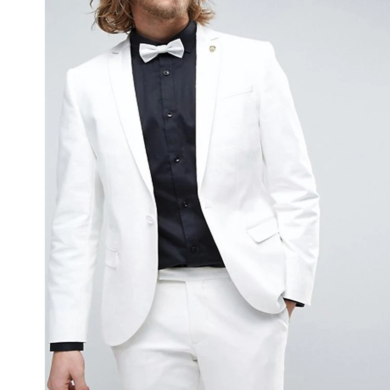 Slim fit White Men Suits for Wedding 2 piece Man Fashion Jacket with Pants Custom Groom Tuxedo with Notched Lapel Costume 2023
Slim fit White Men Suits for Wedding 2 piece Man Fashion Jacket with Pants Custom Groom Tuxedo with Notched Lapel Costume 2023