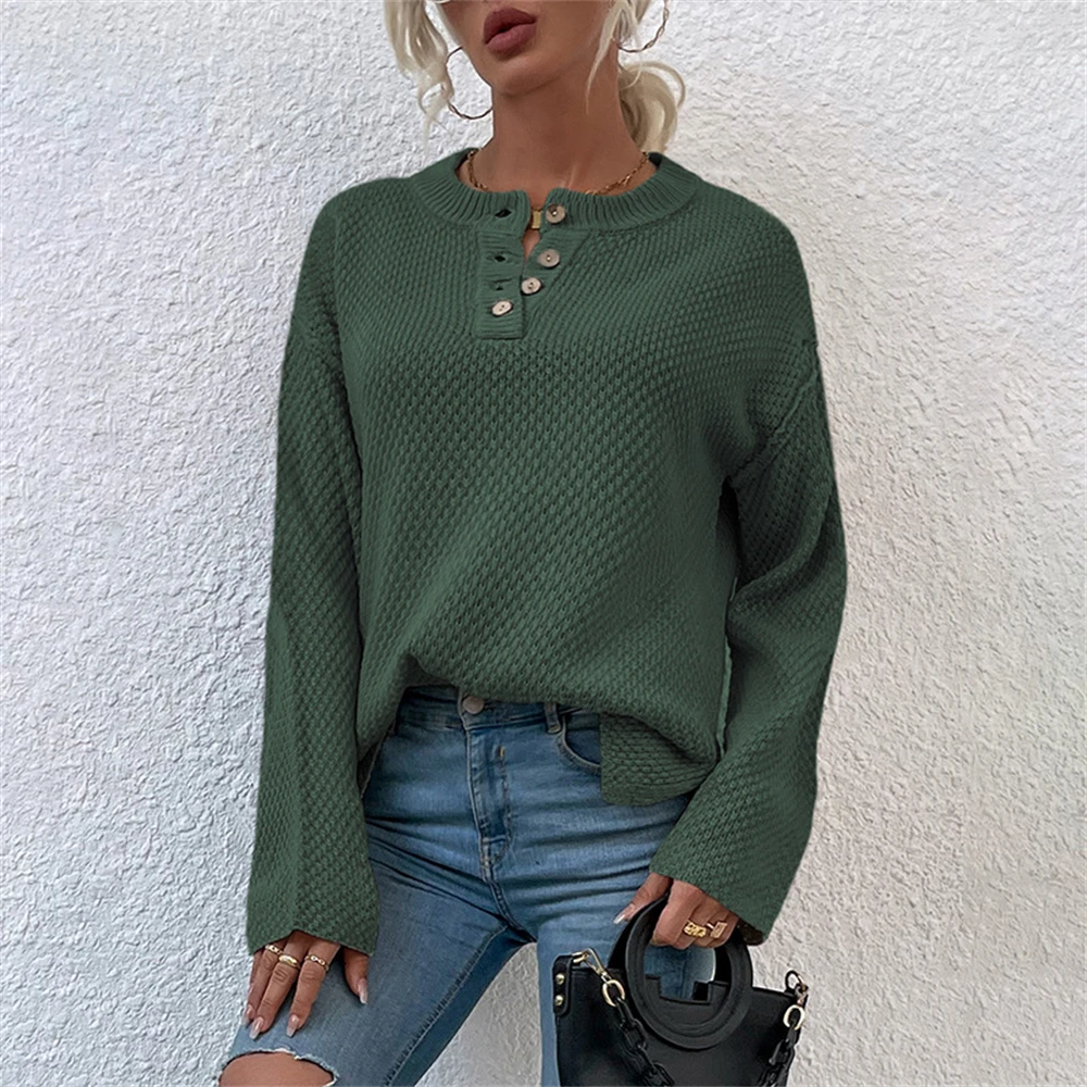 Retro O-Neck Button Cardigan Women'S Autumn & Winter Knitted Sweater Top Solid Color Loose Casual Pullover Long Sleeves Tee Tops
Retro O-Neck Button Cardigan Women'S Autumn & Winter Knitted Sweater Top Solid Color Loose Casual Pullover Long Sleeves Tee Tops