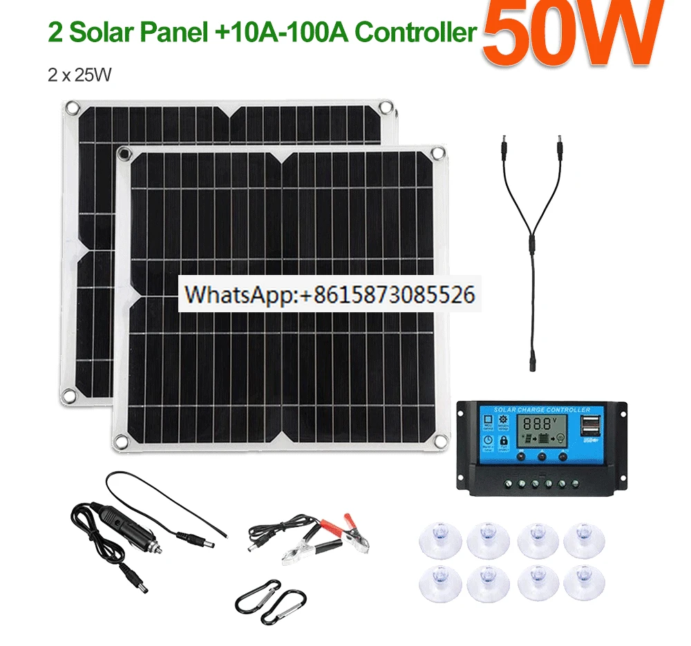 Solar Energy System Power Generation Solar Panel 50W 5V 2 USB/18V DC Outdoor Portable Waterproof Charging Plate Photovoltaic Kit
Solar Energy System Power Generation Solar Panel 50W 5V 2 USB/18V DC Outdoor Portable Waterproof Charging Plate Photovoltaic Kit