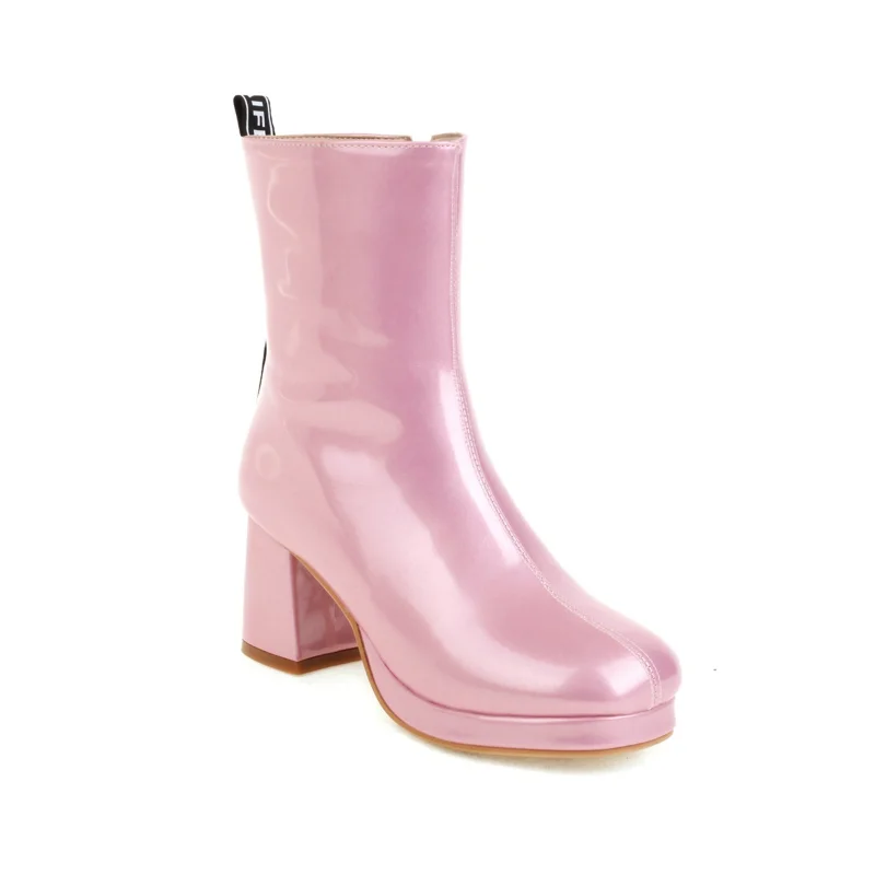 Women's Ankle Boots Oversized Shiny Patent Leather PU Simple Style Pink Chelsea Boots Platform Solid Color Side Zipper Shoes
Women's Ankle Boots Oversized Shiny Patent Leather PU Simple Style Pink Chelsea Boots Platform Solid Color Side Zipper Shoes