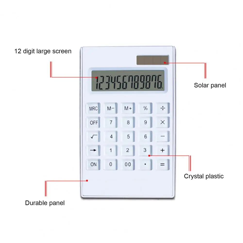 Long Lasting Excellent Big Button Solar-Powered 12 Digits Calculator Plastic Desktop Calculator LCD Screen Office Supplies
Long Lasting Excellent Big Button Solar-Powered 12 Digits Calculator Plastic Desktop Calculator LCD Screen Office Supplies