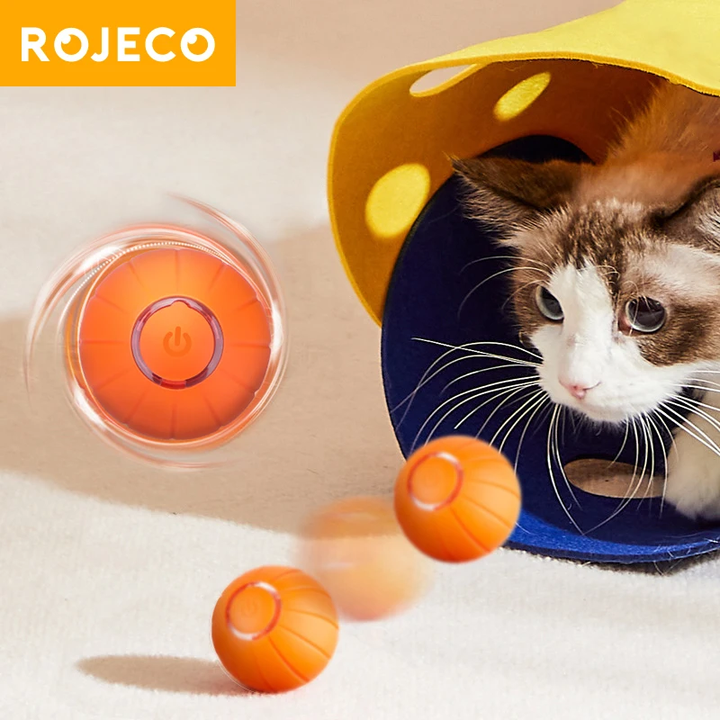 

ROJECO умные игрушки для кошек, интерактивный автоматический похлопывающий мяч для кошек, умный вращающийся мяч для домашних животных, детская игрушка для кошек, движущийся в помещении