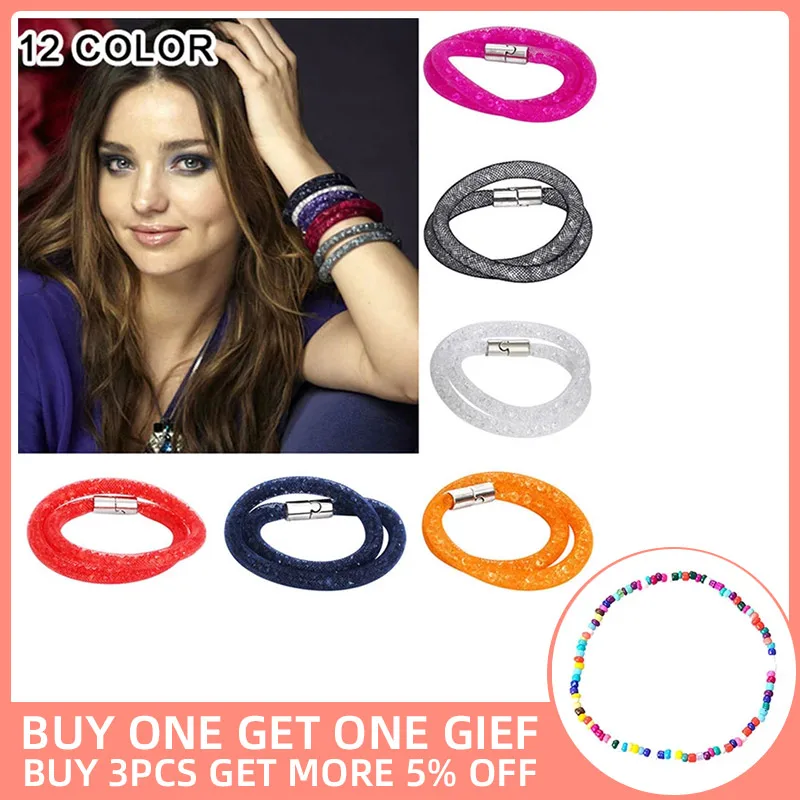 Shineland 2023 New Hot Sale Fashion Style Bracelets Double Mesh Full Crystal Magnetic Clasp Wrap Bracelet Charm Women Bangle
Shineland 2023 New Hot Sale Fashion Style Bracelets Double Mesh Full Crystal Magnetic Clasp Wrap Bracelet Charm Women Bangle