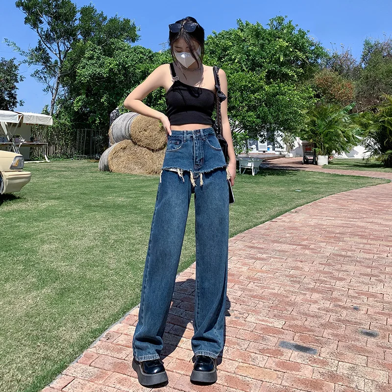 Fake two piece y2k jeans aesthetic for women Harajuku vintage baggy Denim Trousers woman fashion wild High Street Wide Leg pants
Fake two piece y2k jeans aesthetic for women Harajuku vintage baggy Denim Trousers woman fashion wild High Street Wide Leg pants