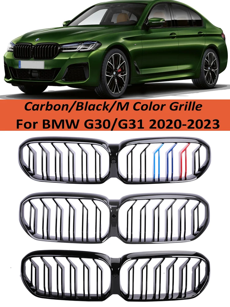 

For M5 BMW 5 Series G30 G31 Carbon Fiber Front Kidney Grille Facelift Racing M Color Grills 530i 540i 550i 2020-2022 Accessories