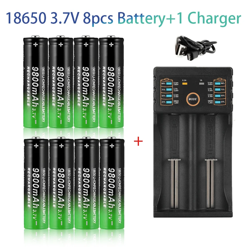 100%18650 Lithium Batteries Flashlight 18650 Rechargeable-Battery 3.7V for Flashlight + USB Charger
100%18650 Lithium Batteries Flashlight 18650 Rechargeable-Battery 3.7V for Flashlight + USB Charger