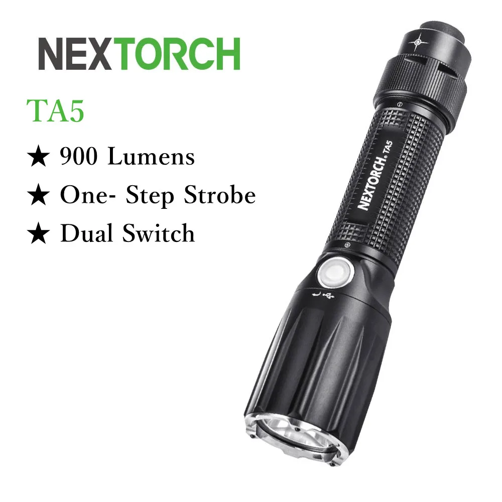 

NEXTORCH 900 Lumens Tactical Flashlights LED Flashlight Rechargeable Light 18650 Battery LED Duty Light TA5