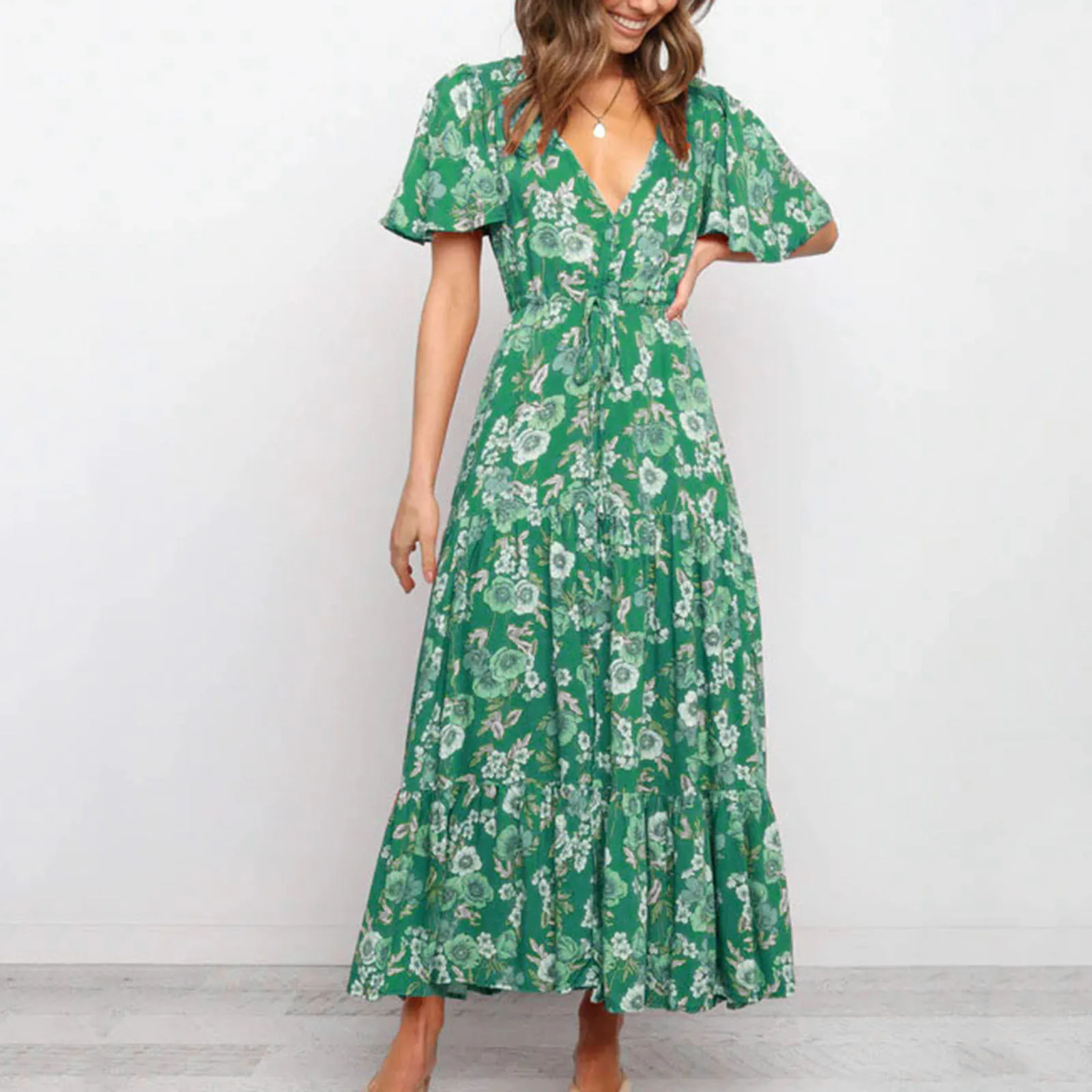 Womens Summer Bohemian Floral Printed Wrap V Collar Short Sleeve Party Dress Black Casual Short Women's Black Dress Pants 
Womens Summer Bohemian Floral Printed Wrap V Collar Short Sleeve Party Dress Black Casual Short Women's Black Dress Pants