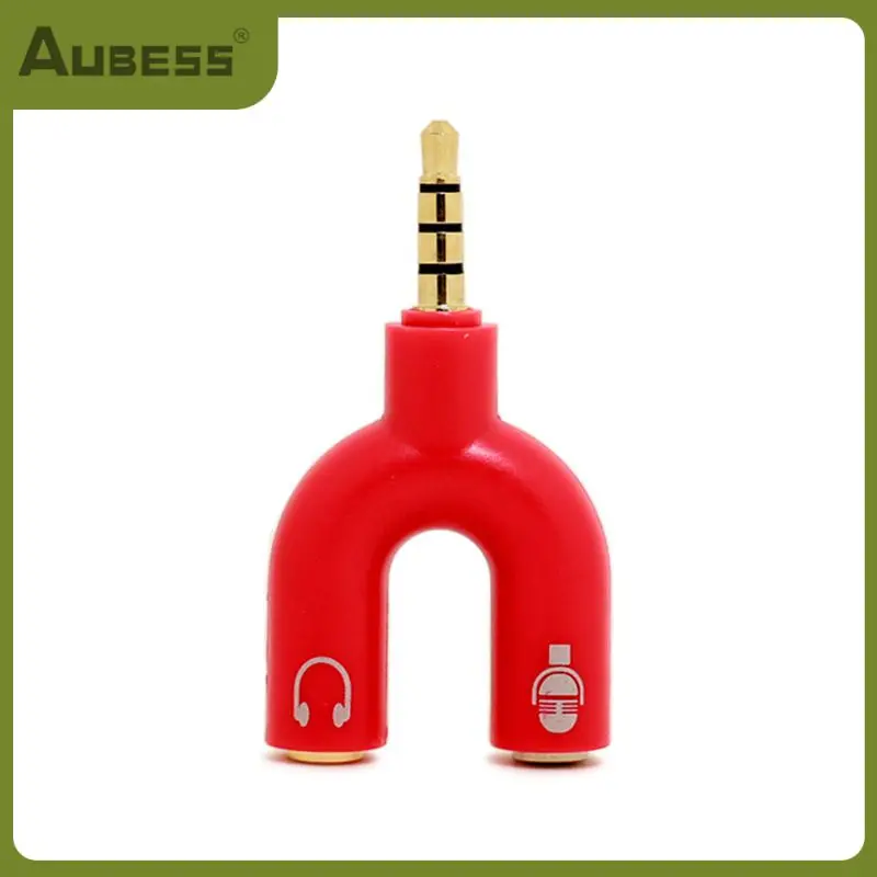 

2 In 1 U Type Adapter Dual 3.5 MM Headphone Plug Audio Cables Splitter Microphone Swivel Connector For Smartphone MP3 MP4 Player