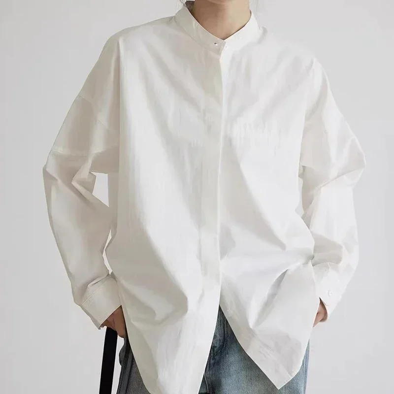 Korean Basic Cotton Lady Blouse Office Stand Collar Long Sleeve Women Shirt Fashion White Casual Shirt Tops Loose Shirts 29942
Korean Basic Cotton Lady Blouse Office Stand Collar Long Sleeve Women Shirt Fashion White Casual Shirt Tops Loose Shirts 29942