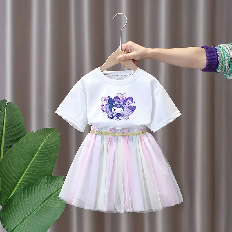 New Kawaii Kuromi Anime Girl Set Cute Cartoon Summer Pure Cotton Shirt Mesh Princess Skirt Two Piece Loose Versatile Casual Top
New Kawaii Kuromi Anime Girl Set Cute Cartoon Summer Pure Cotton Shirt Mesh Princess Skirt Two Piece Loose Versatile Casual Top