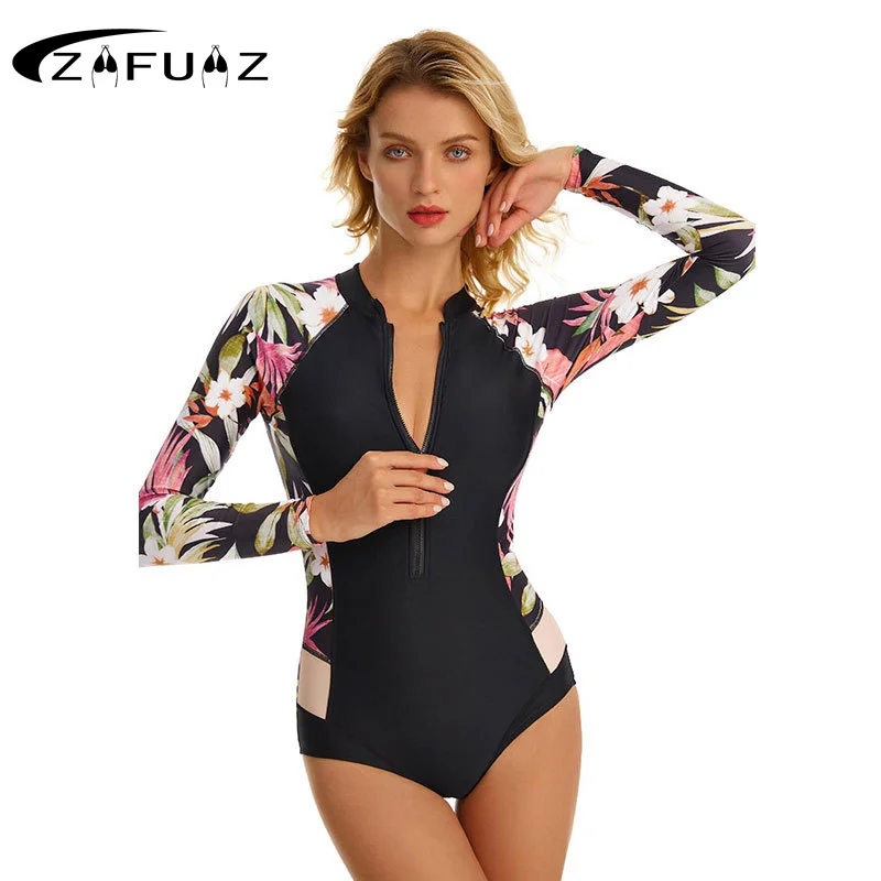 Sexy Print One Piece Swimsuit Rashguard Long Sleeve Swimwear Women Rash Guard Swimming Bathing Suit Beach Wear Bodysuit Monokin
Sexy Print One Piece Swimsuit Rashguard Long Sleeve Swimwear Women Rash Guard Swimming Bathing Suit Beach Wear Bodysuit Monokin