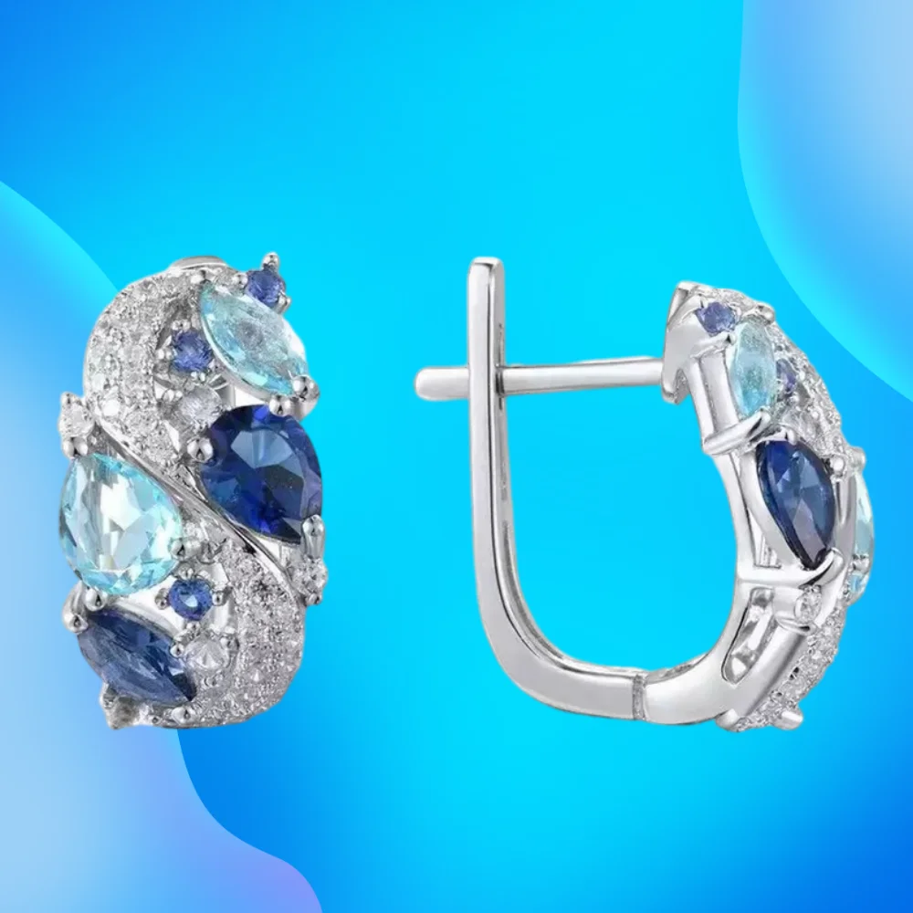 Luxury Women's Earrings Stainless Steel Geometric C-shaped Earrings Natural Blue Zircon Crystal Earrings Wedding Jewelry
Luxury Women's Earrings Stainless Steel Geometric C-shaped Earrings Natural Blue Zircon Crystal Earrings Wedding Jewelry