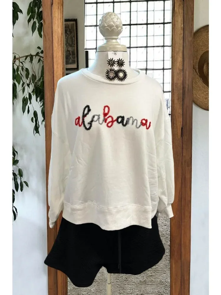 Casual Letters Embroidery Sweatshirt Plain Letter Print Pullover Sweatshirt Long Sleeves Slight Stretch Crew Neck Sweatshirt
Casual Letters Embroidery Sweatshirt Plain Letter Print Pullover Sweatshirt Long Sleeves Slight Stretch Crew Neck Sweatshirt