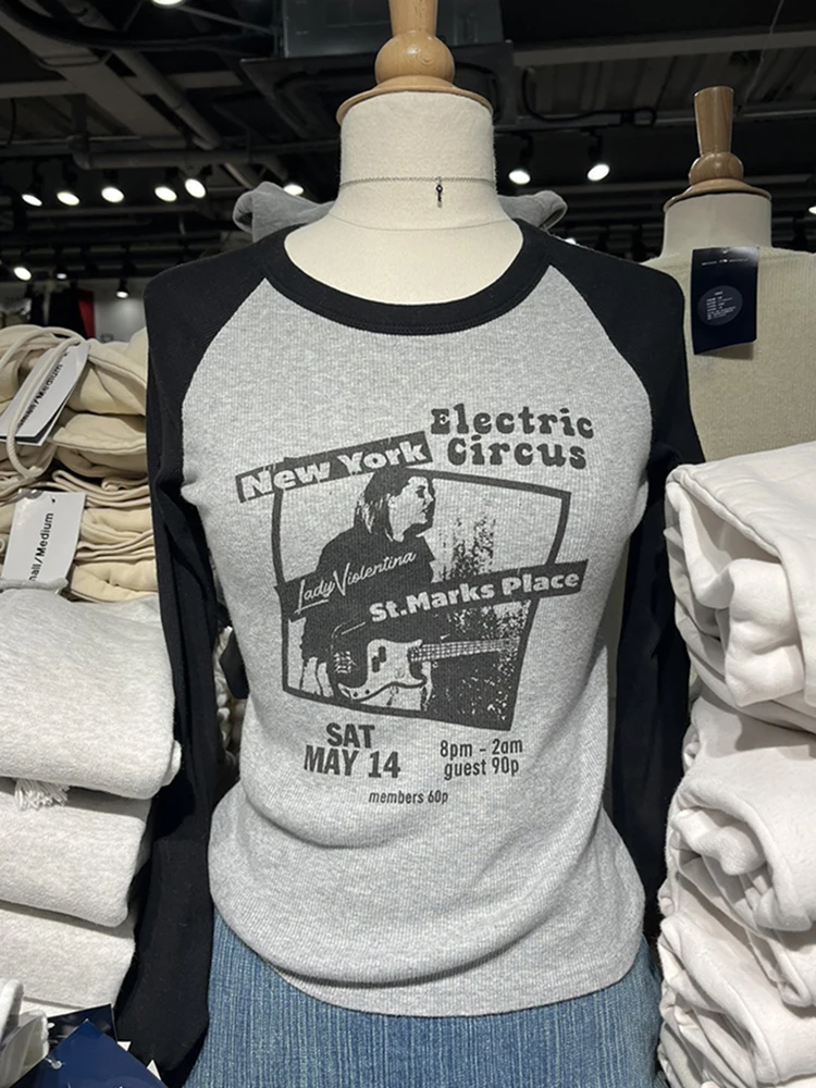 Guitar Graphic Patchwork T-Shirts Women Spring Ribbed Cotton Round Neck Long Sleeve Y2k Tops Female Vintage Classic Band Tees
Guitar Graphic Patchwork T-Shirts Women Spring Ribbed Cotton Round Neck Long Sleeve Y2k Tops Female Vintage Classic Band Tees