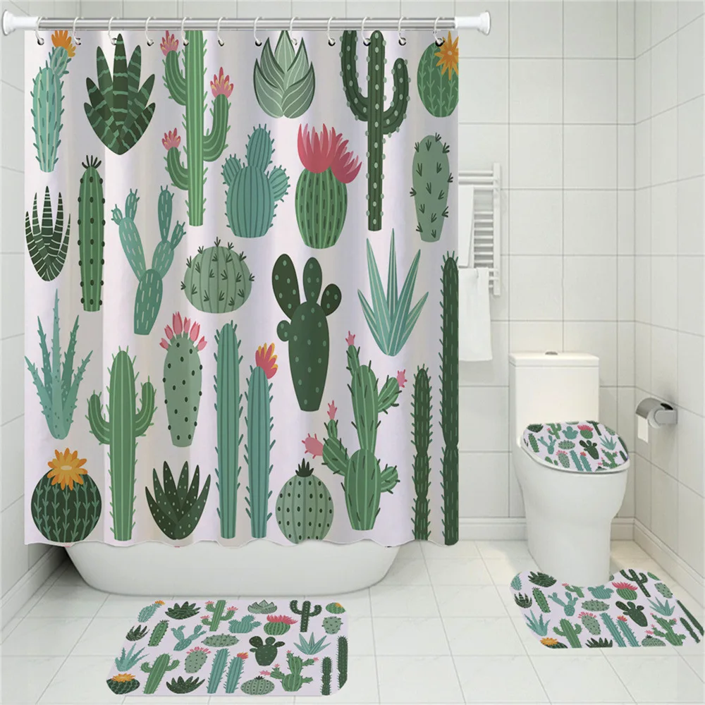 Tropical Cactus Shower Curtain Set Rug Toilet Lid Bath Mat Cactus Flowers Blossom Waterproof Fabric Bathroom Decor Bath Curtains
Tropical Cactus Shower Curtain Set Rug Toilet Lid Bath Mat Cactus Flowers Blossom Waterproof Fabric Bathroom Decor Bath Curtains