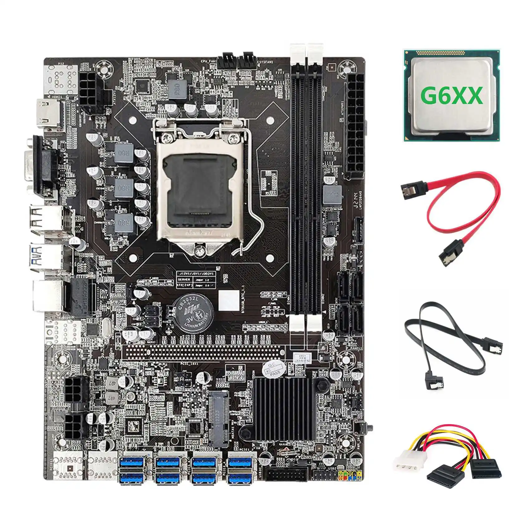 B75 ETH Mining Motherboard 8XUSB Adapter+G6XX CPU+2XSATA Cable+4PIN to SATA Cable LGA1155 B75 USB Miner Motherboard
B75 ETH Mining Motherboard 8XUSB Adapter+G6XX CPU+2XSATA Cable+4PIN to SATA Cable LGA1155 B75 USB Miner Motherboard