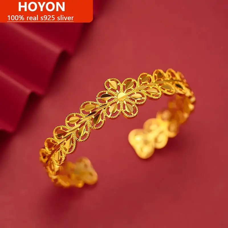 HOYON 24K Yellow Gold Color Hollow Bangle Women's Imitation Gold Leaf Open Bracelet Ethnic Sand Gold Flower Leaves Jewelry free
HOYON 24K Yellow Gold Color Hollow Bangle Women's Imitation Gold Leaf Open Bracelet Ethnic Sand Gold Flower Leaves Jewelry free