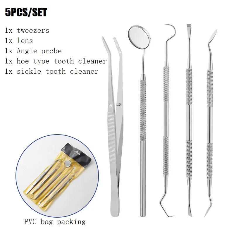 5PCS/SET Dentist Tool Kit Dental Mirror Sickle Tartar Scaler Teeth Pick Spatula Dental Laboratory Equipment Oral Tooth Cleaning
5PCS/SET Dentist Tool Kit Dental Mirror Sickle Tartar Scaler Teeth Pick Spatula Dental Laboratory Equipment Oral Tooth Cleaning