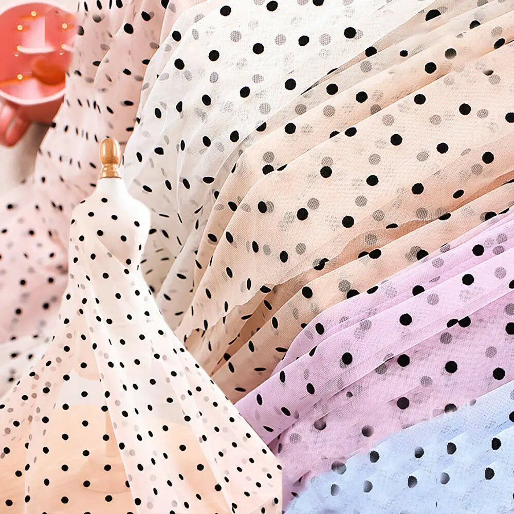 5mm Black Flocking Polka Dot Tulle Spotted Mesh Net Soft Stretch Fabric High Quality for DIY Handmade Craft Sewing Apparel Dress
5mm Black Flocking Polka Dot Tulle Spotted Mesh Net Soft Stretch Fabric High Quality for DIY Handmade Craft Sewing Apparel Dress