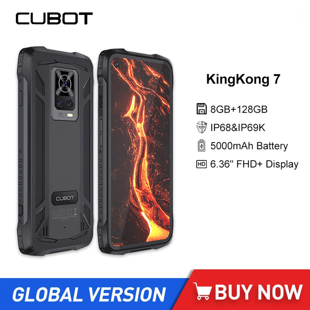 

Cubot KingKong 7 Rugged Smartphones Octa Core 8GB+128GB 5000mAh 6.36 Inch FHD Android 11 Mobile Phone 64MP AI Triple Camera NFC
